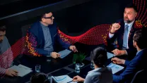 Boardroom meeting around a long table