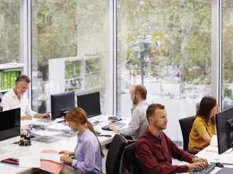 Office workers working at desks