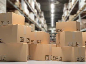 recycling boxes in a sharp warehouse 